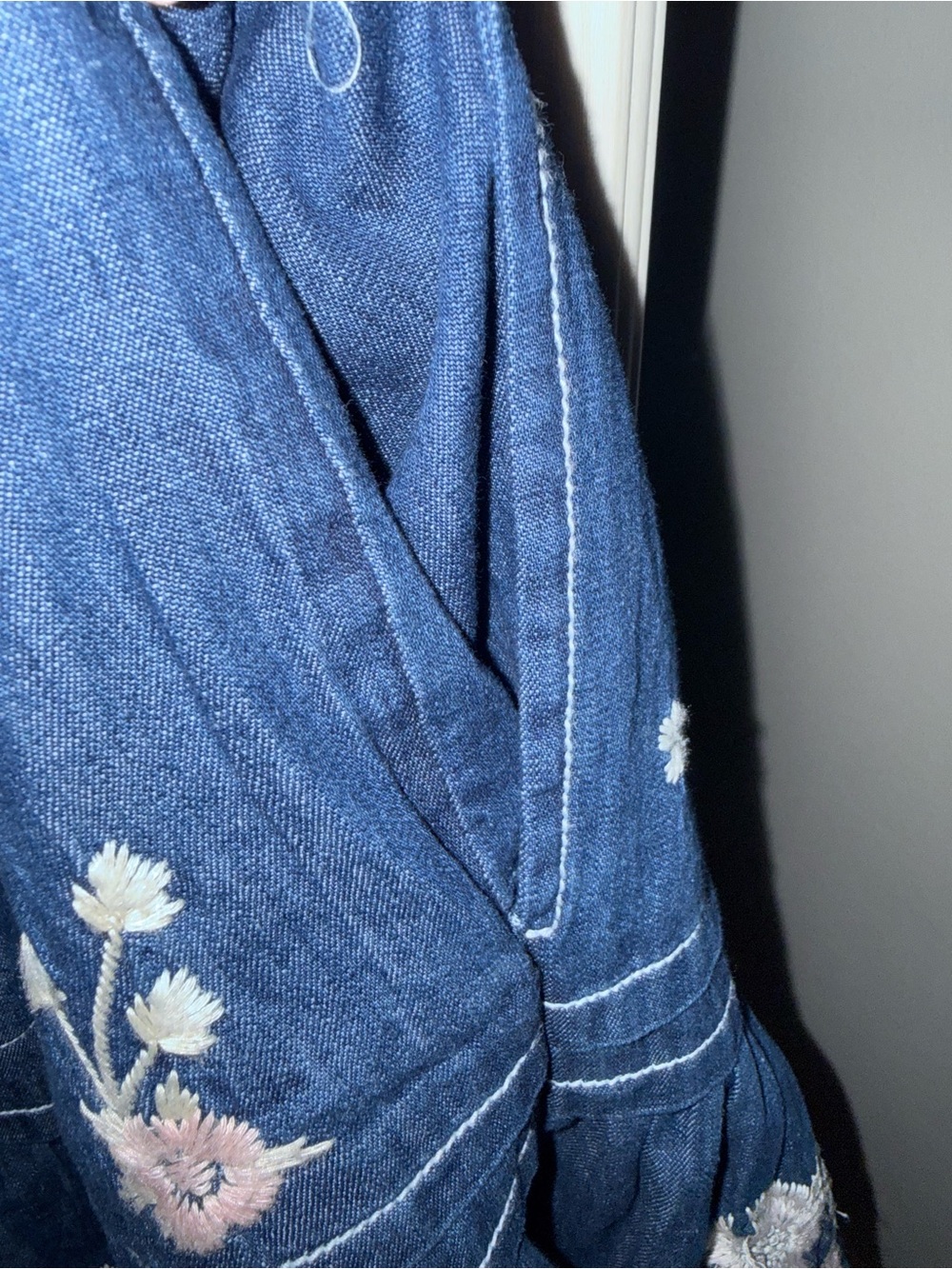 Anthropologie Indigo Blue Embroidered Denim Mini Dress. New with tags. - Picture 8 of 13